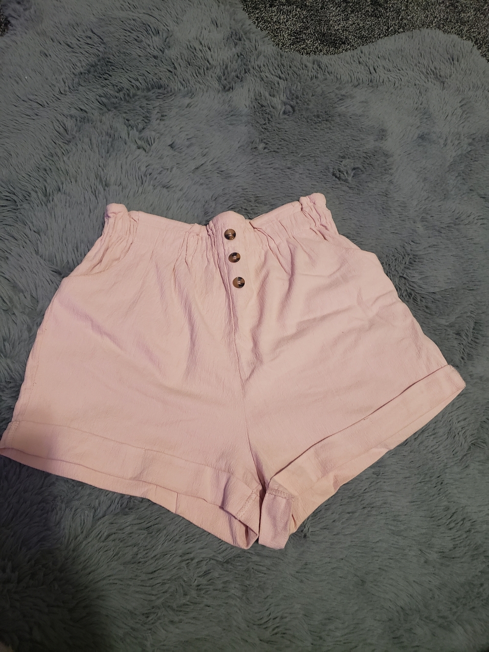 Francesca's Collections Light Pink High-Waist Button Shorts